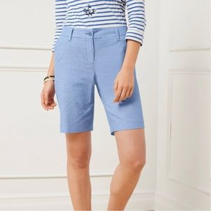 NWT NIP Talbots Perfect Twill Chambray Shorts 9 1/2 in Light Blue 4P
